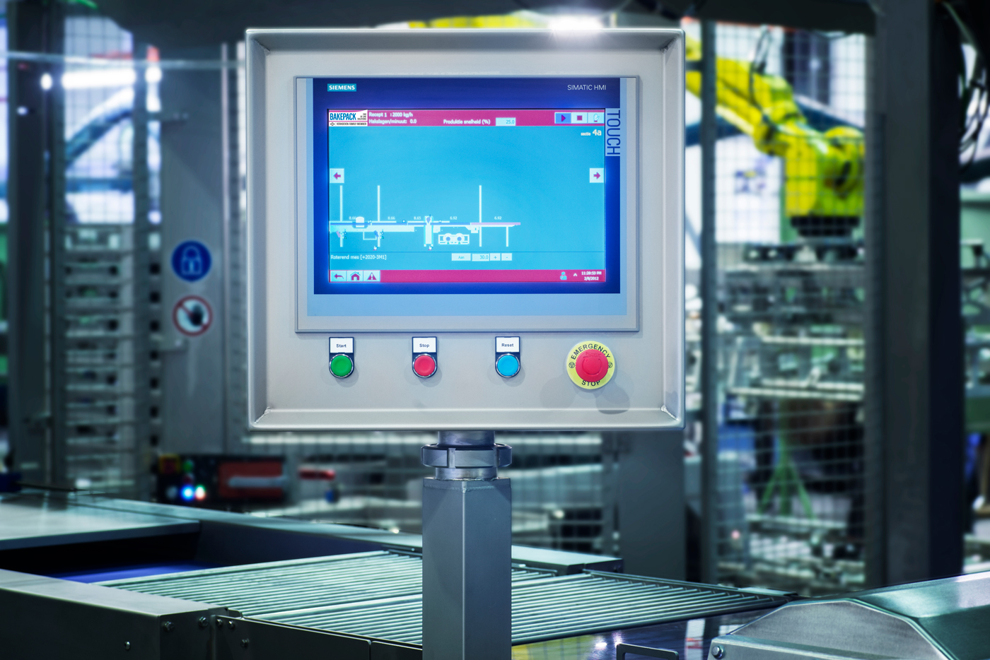 Control panel of a packaging line